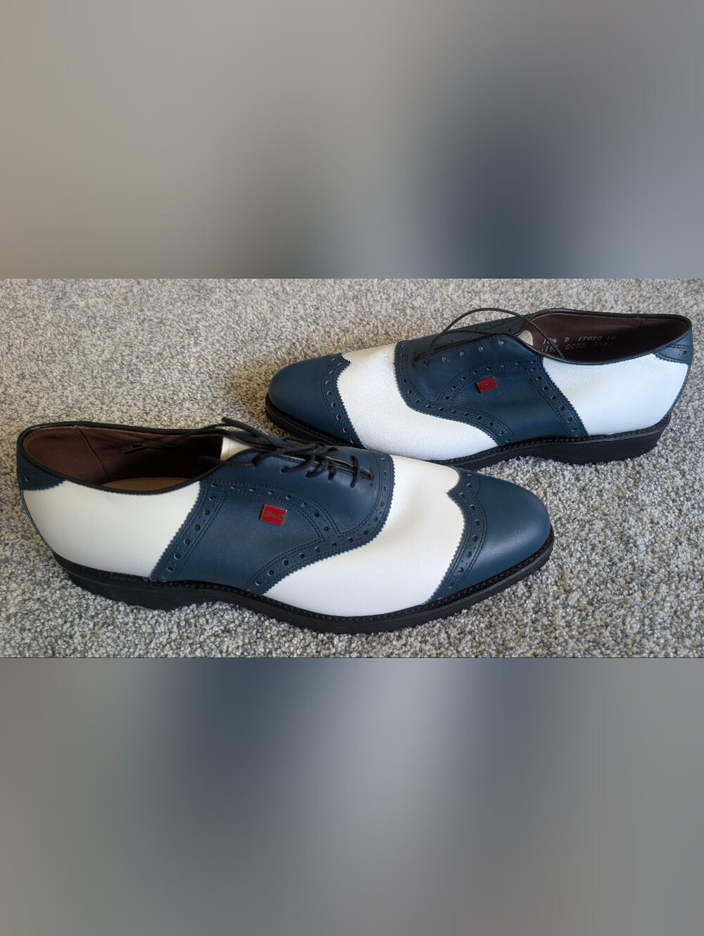 NEW Vtg Allen Edmonds St Andrew Golf Shoes Wing Tip Blue/White 10.5D Spikeless